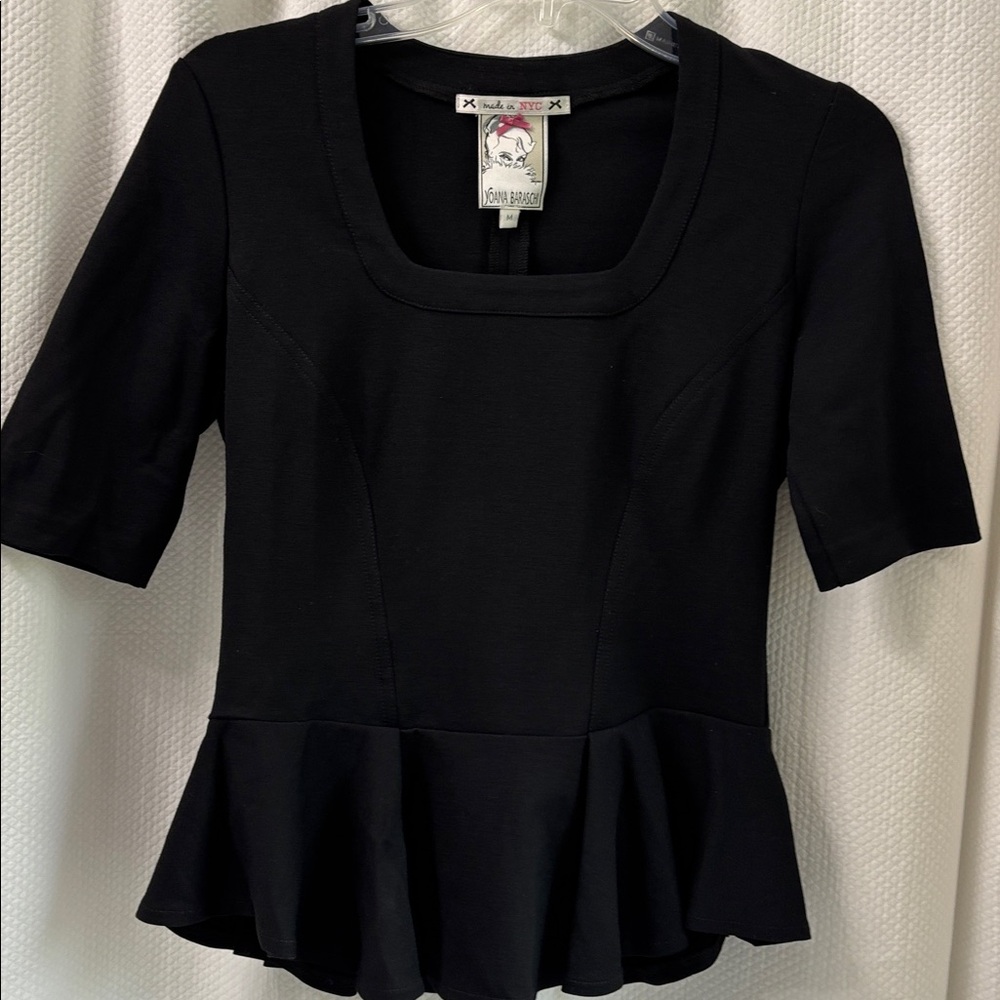 Yoana Baraschi Black Stretch Peplum Top size Medium